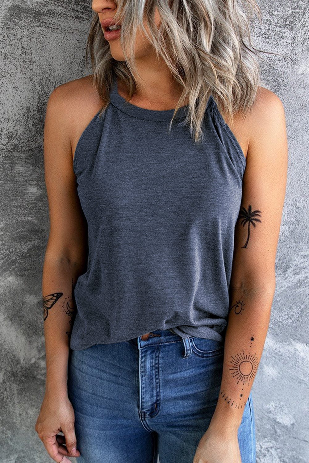 Trendsi TOP Curved Hem Grecian Tank Top