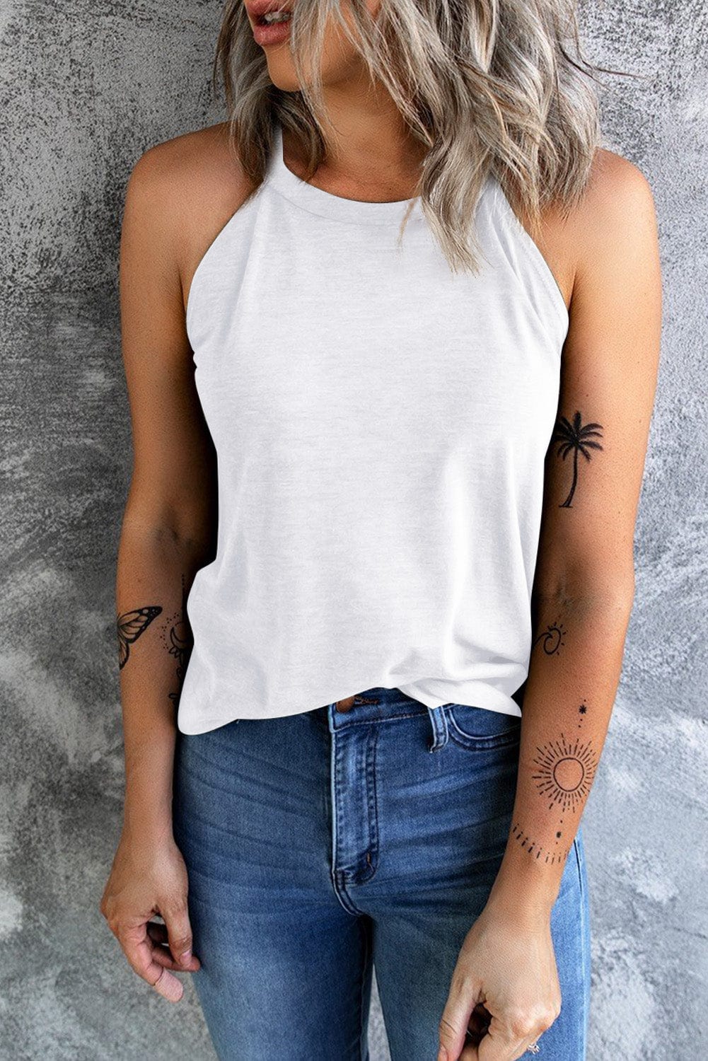Trendsi TOP Curved Hem Grecian Tank Top