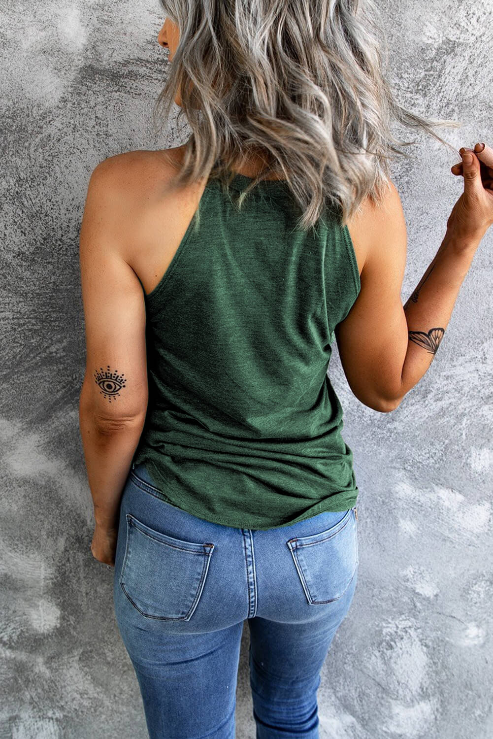 Trendsi TOP Curved Hem Grecian Tank Top