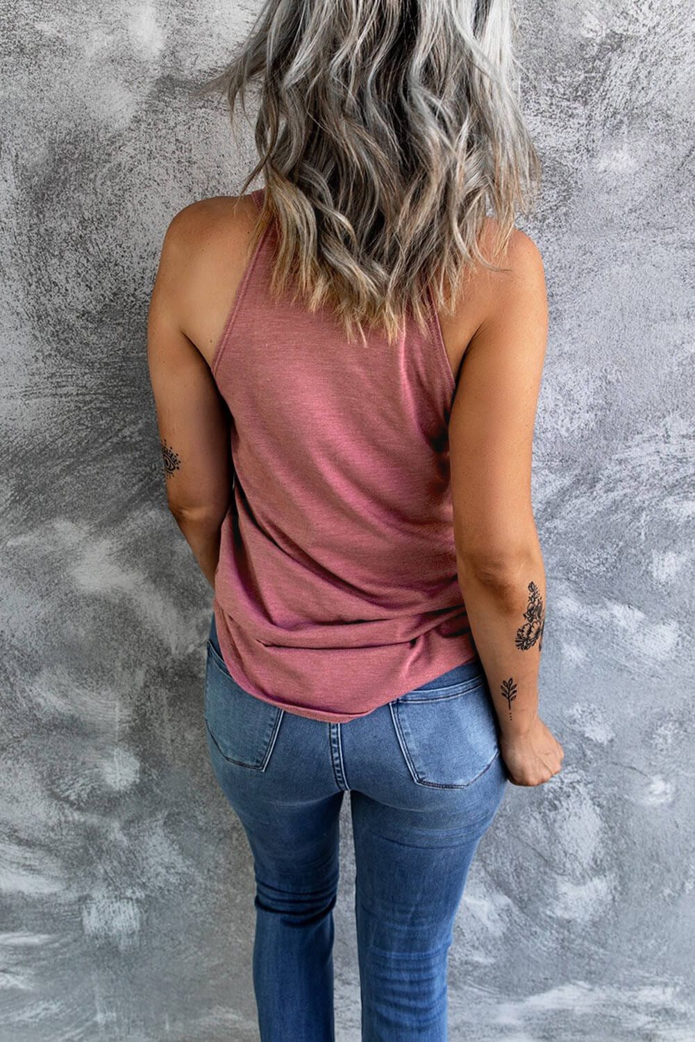 Trendsi TOP Curved Hem Grecian Tank Top