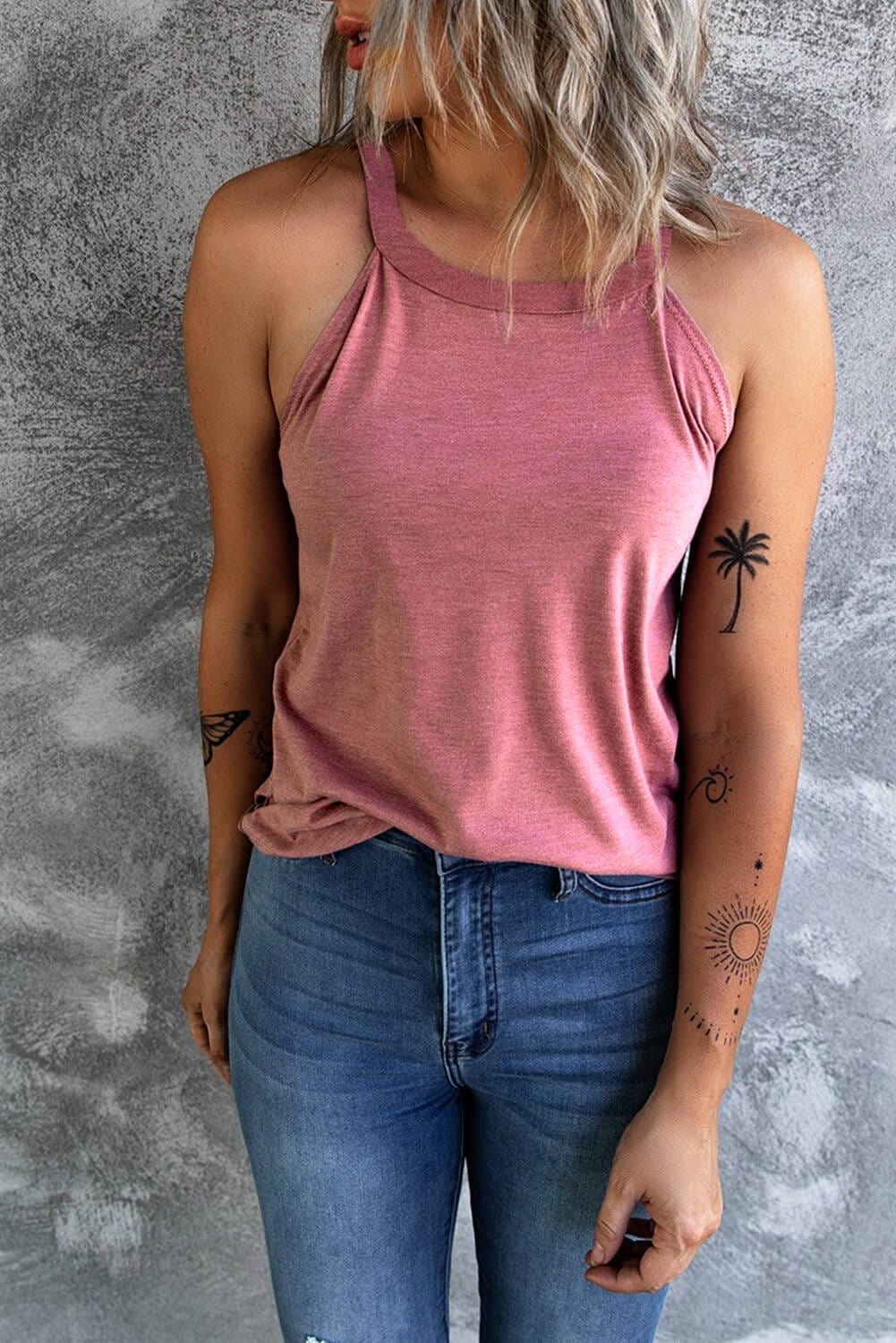 Trendsi TOP Curved Hem Grecian Tank Top