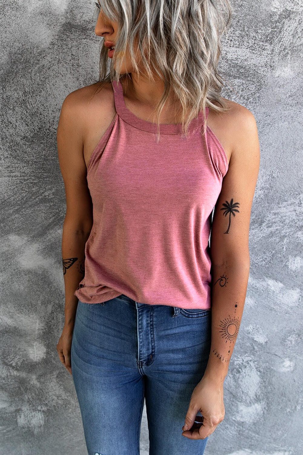Trendsi TOP Curved Hem Grecian Tank Top