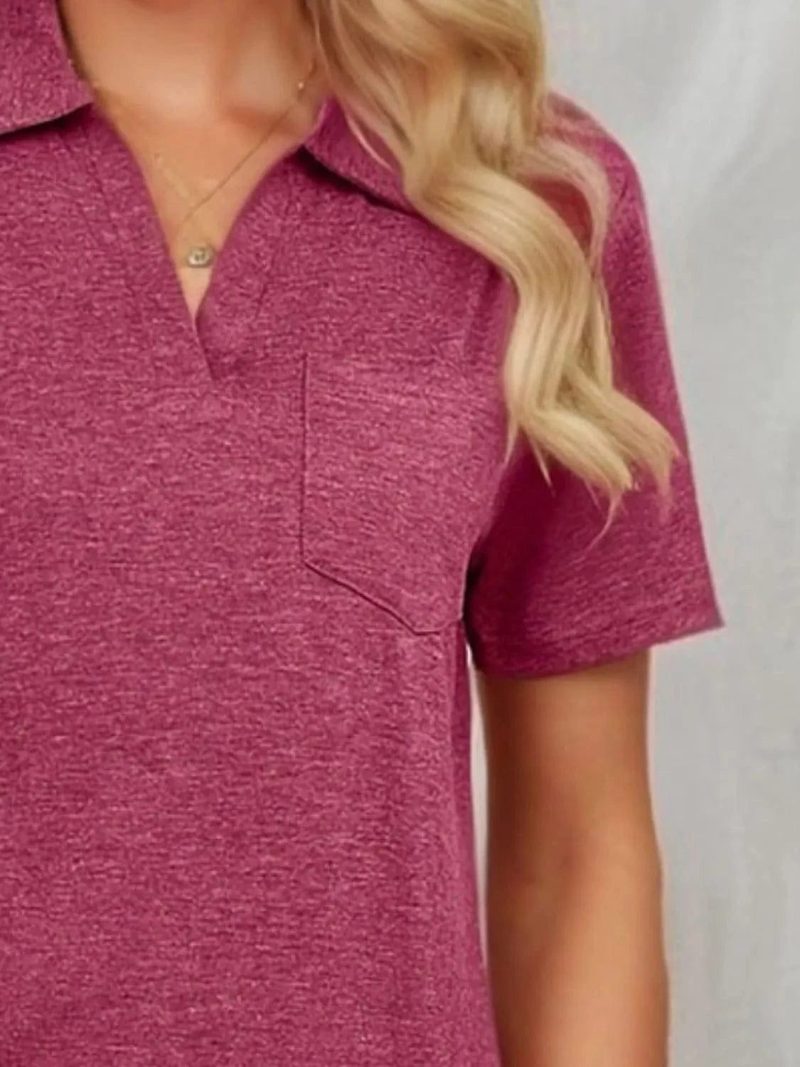 Trendsi TOP Johnny Collar Short Sleeve Top