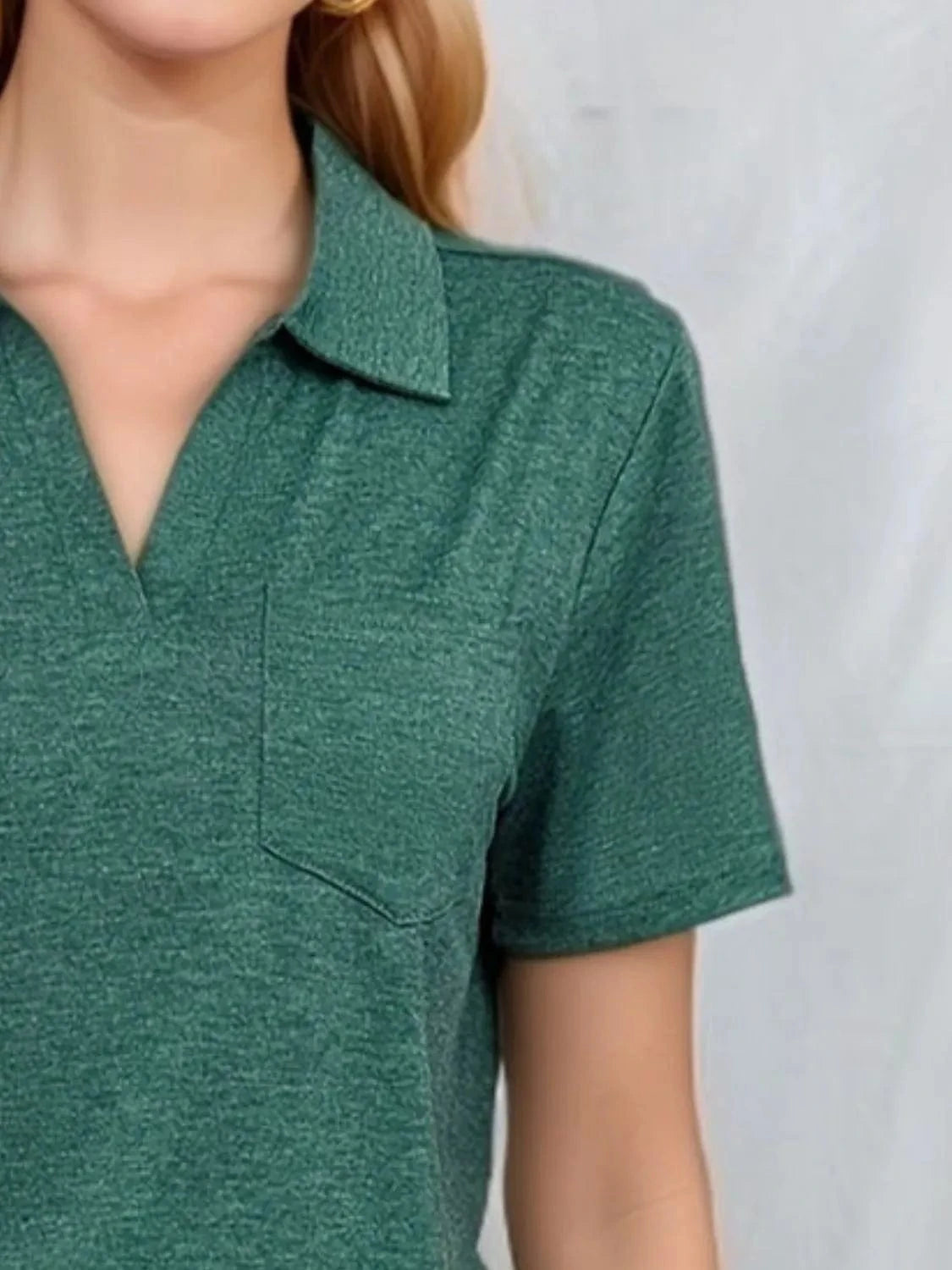 Trendsi TOP Johnny Collar Short Sleeve Top