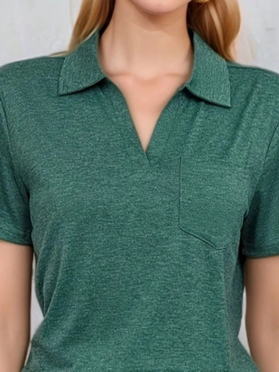 Trendsi TOP Johnny Collar Short Sleeve Top