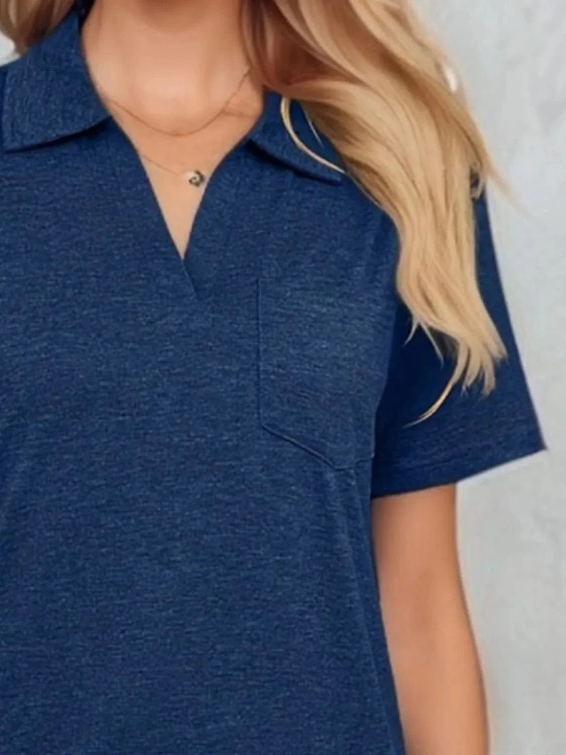 Trendsi TOP Johnny Collar Short Sleeve Top