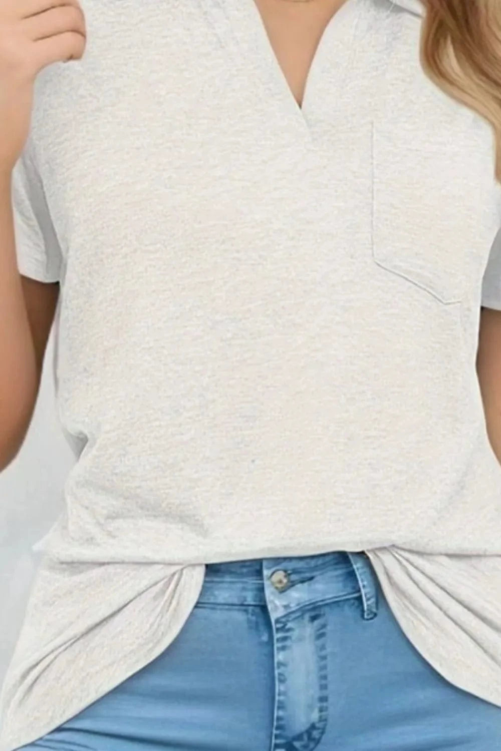 Trendsi TOP Johnny Collar Short Sleeve Top