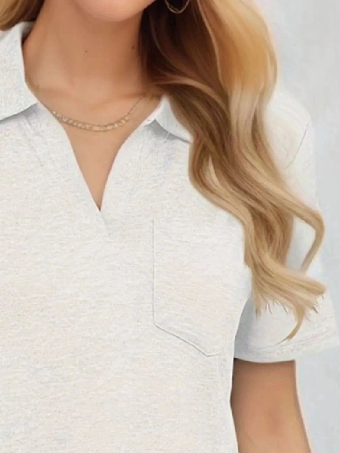 Trendsi TOP Johnny Collar Short Sleeve Top