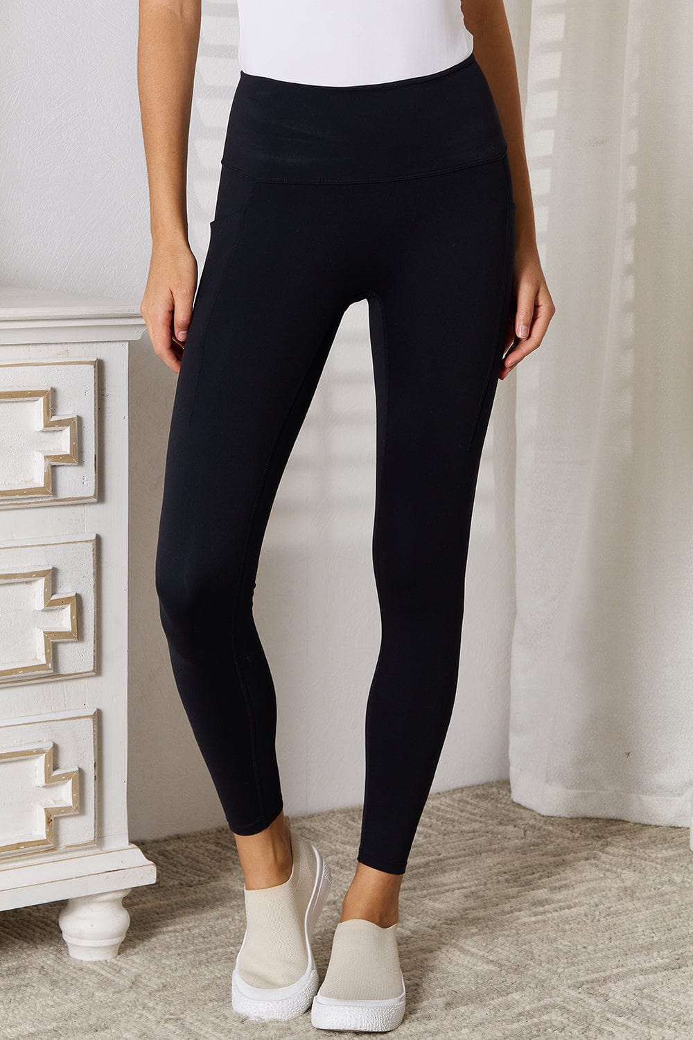 Trendsi tracksuit Black / S Basic Bae Wide Waistband Sports Leggings