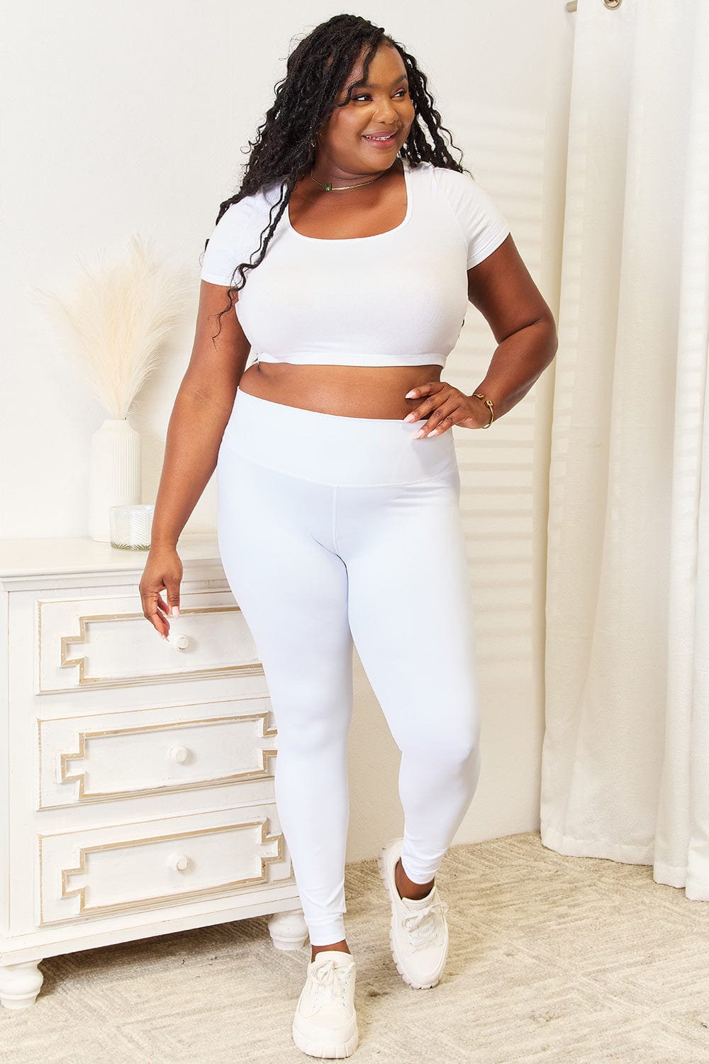 Trendsi tracksuit Double Take Wide Waistband Sports Leggings