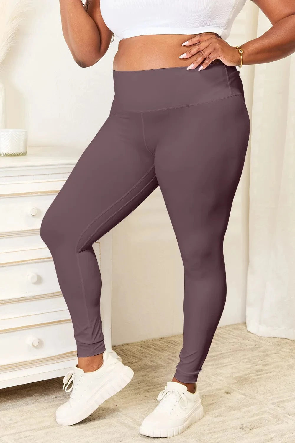 Trendsi tracksuit Double Take Wide Waistband Sports Leggings
