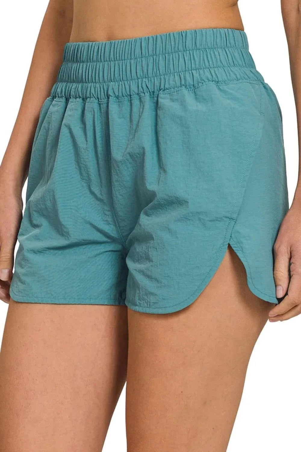 Trendsi tracksuit DUSTY TEAL / S Zenana Windbreaker Smocked Waistband Running Shorts