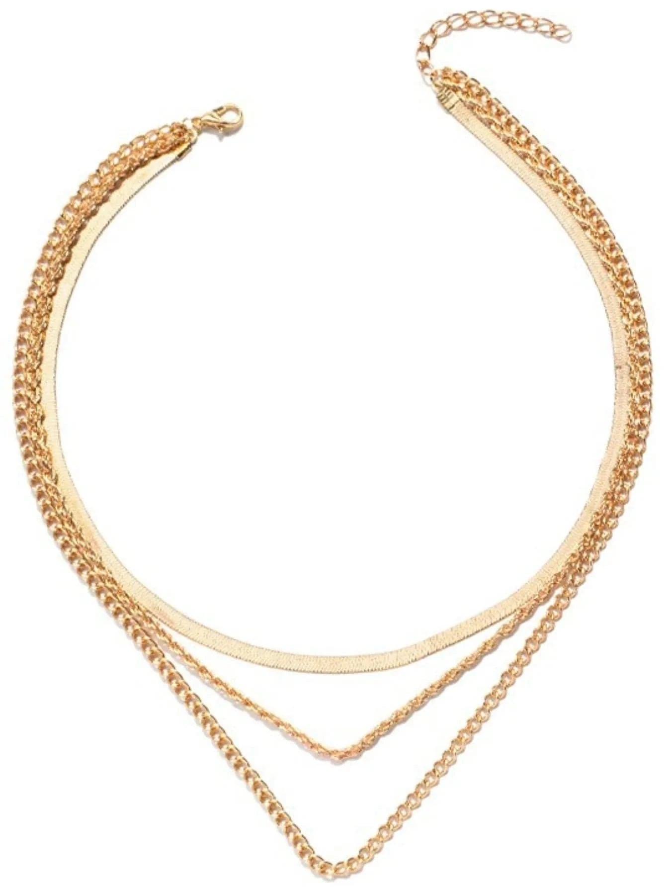 Trendsi Triple Layer Chain Alloy Necklace