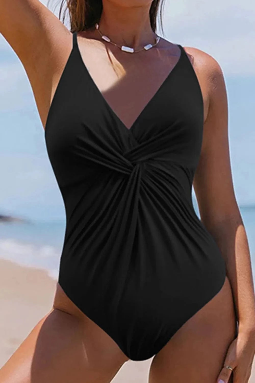 Trendsi Twisted Crisscross V-Neck One-Piece Swimwear