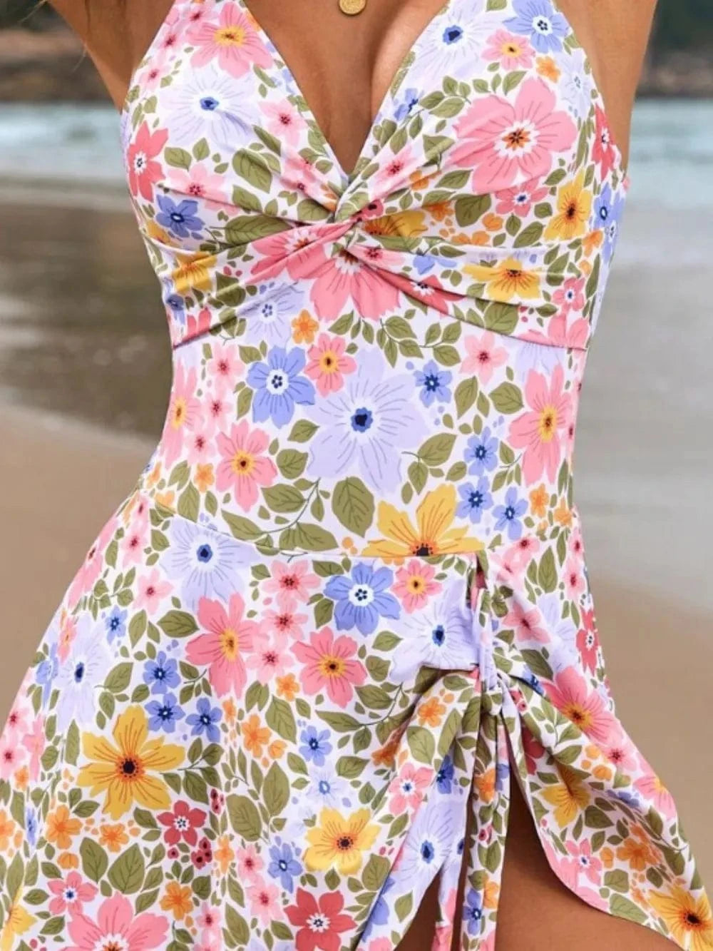 Trendsi Twisted Front Crisscross Double Spaghetti Strap One-Piece Swimwear