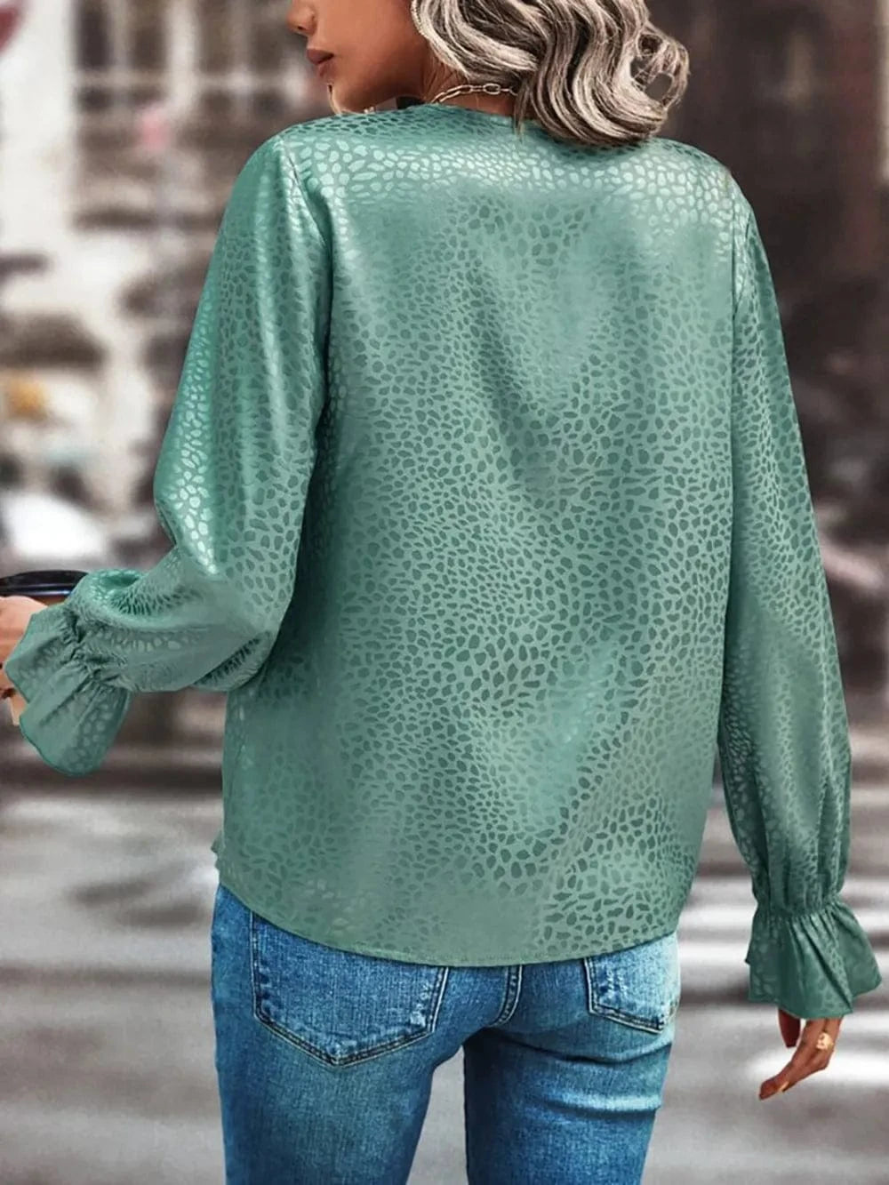 Trendsi V-Neck Flounce Sleeve Blouse
