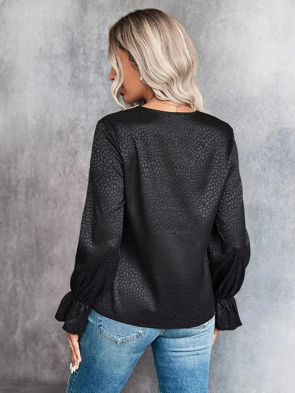 Trendsi V-Neck Flounce Sleeve Blouse