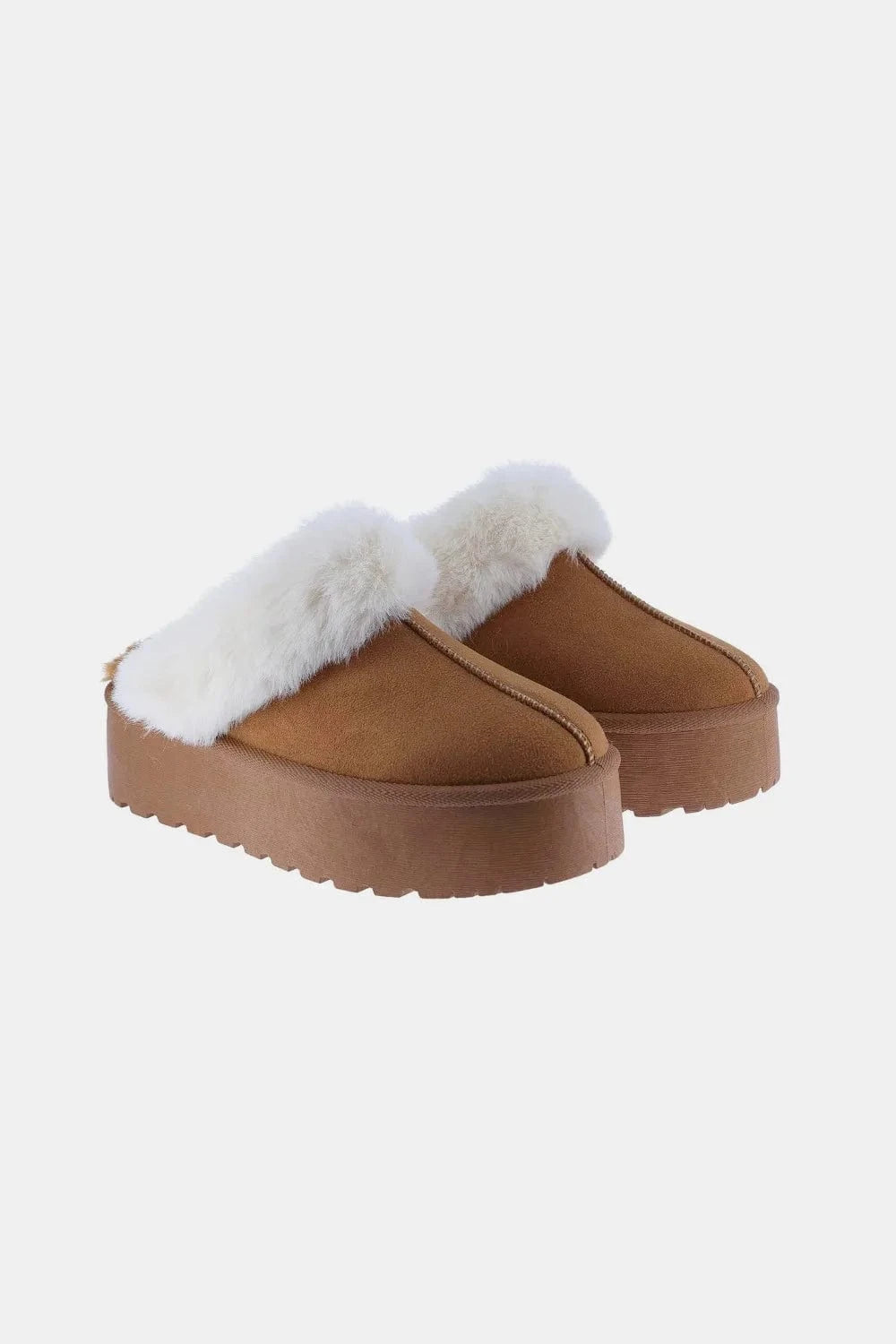 Trendsi Weeboo Thick Bottom Fur Trim Snow Slippers