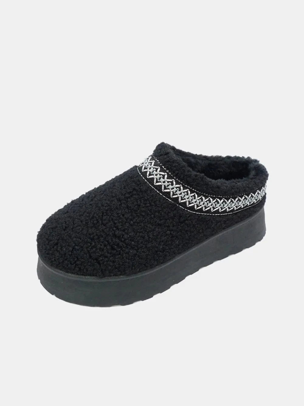 Trendsi WILD DIVA Embroidered Trim Platform Sherpa Boots